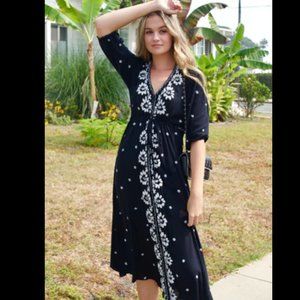 Free People Embroidered Fable Midi Dress